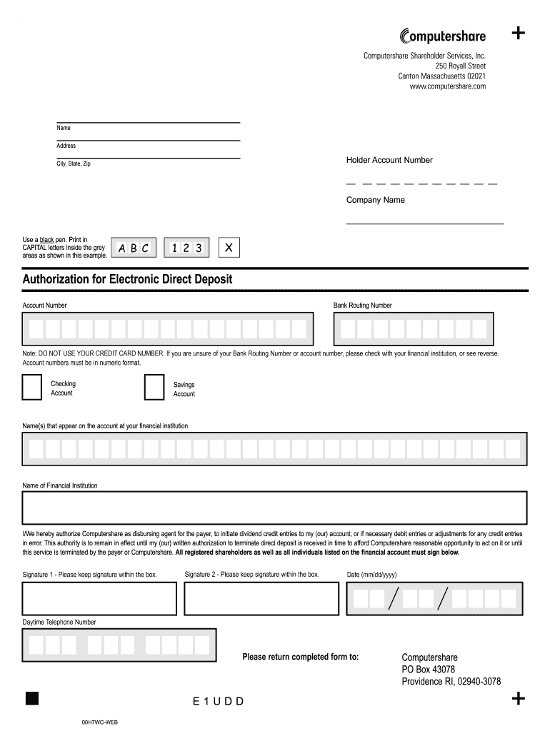 Computershare Direct Deposit Setup Form